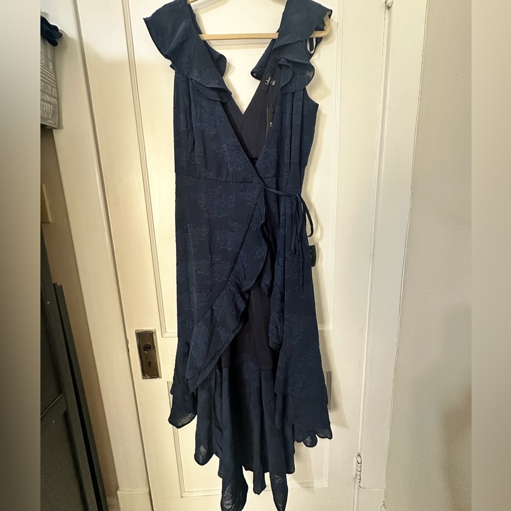 Lulus Aura Floral Burnout High Low Wrap Dress